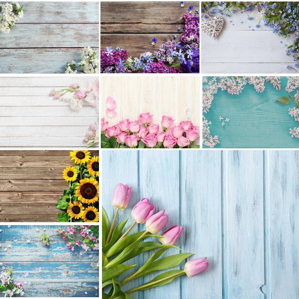 

MOON.QG Tulip Flower Wooden Board Backdrop Plank Wreath Spring Background Photography Product Photo Booth Accessories Props Wall