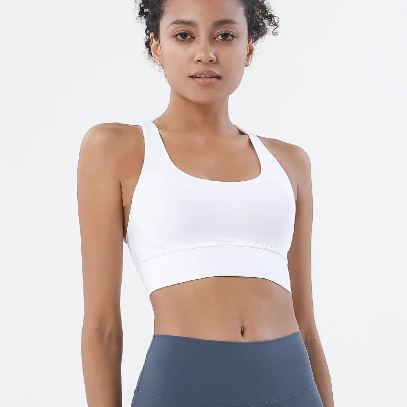 Bra Crop Top seksi untuk wanita, pakaian dalam lari Yoga Fitness lari cepat kering tembus udara 32 warna untuk wanita