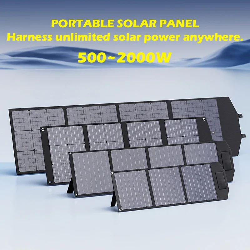 2000W/1500W/1000W/500W Foldable Solar Panel Portable Solar Charger DC Output PD Type-c QC3.0 for Phones Tablet Camping RV Trip