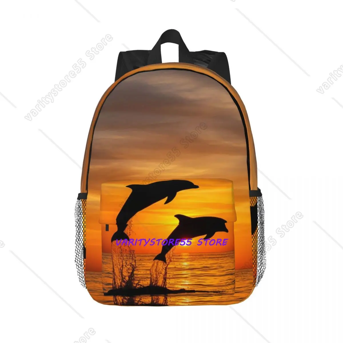 Sunset Dolphins Dancers Sea Creature Dolphin Backpack Hot Sale Daypack Boys Girls BookBag Shoulder Bags for Men Women School Bag