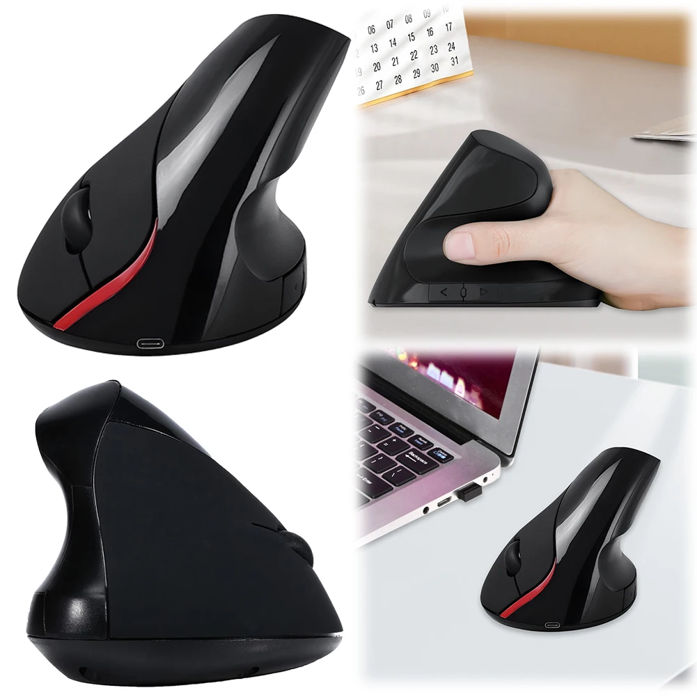 2.4G Vertical Wireless Mouse 2400 DPI Vertical Ergonomic Mouse 6 Buttons Wireless Vertical Ergonomic Optical Mouse for Laptop PC