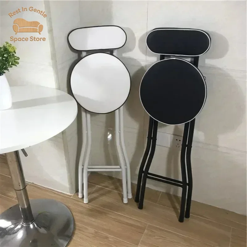 Foldable Bar Chairs Modern Simple Bar Stool for Home Cash Register Portable High Chair with Backrest Stool