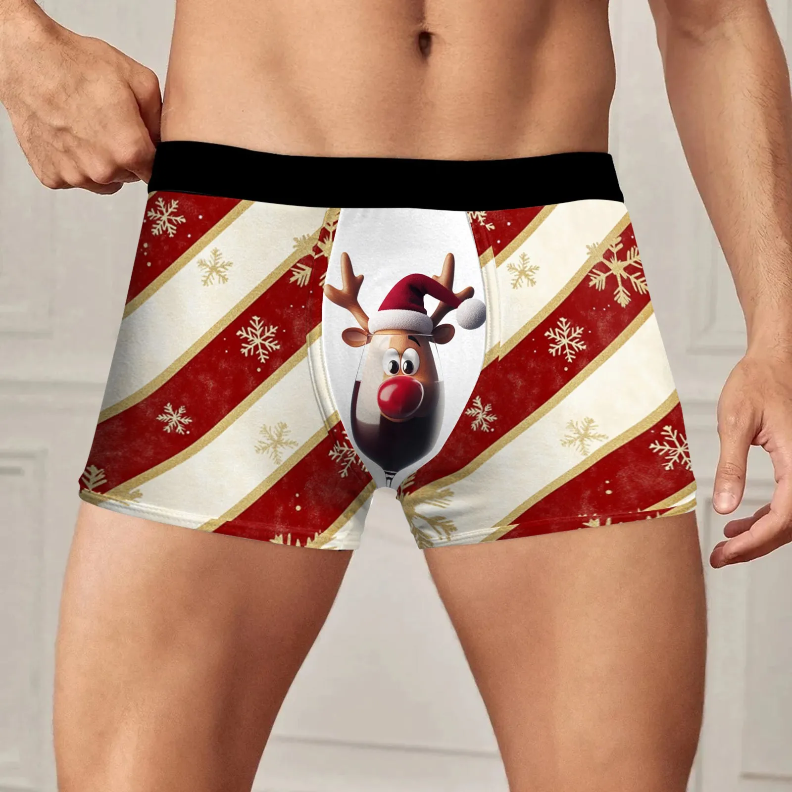 Christmas Printed Men's Underwear Low Waisted Personalized Underwear Flat Pants Breathable And Comfortable Panties Boxer Shorts