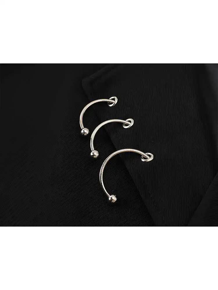 Frauen Schwarz Gothic Emo Herbst Blazer Mantel Mode Vintage Harajuku Langarm Oversize Anzug Jacke Oberbekleidung Top 2000er Jahre Kleidung