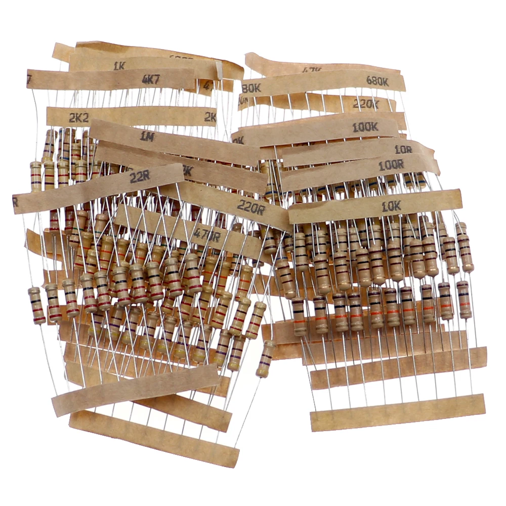 

200pcs/lot 1W 5% Resistor Assortment Kit Set 20Value 10 ohm - 1M ohm Carbon Film Resistor package