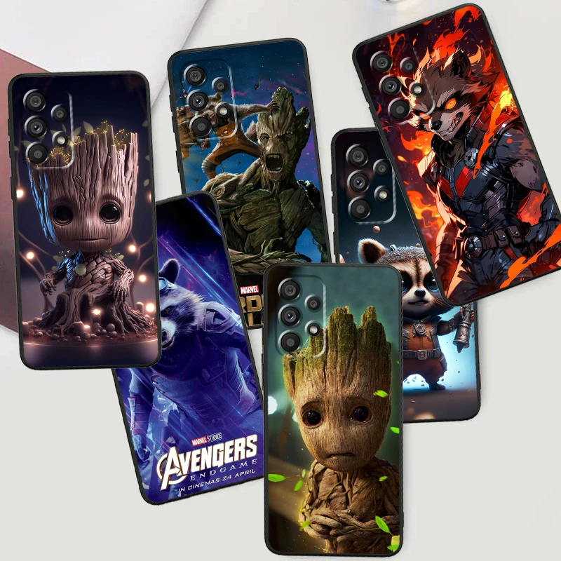 Rocket Raccoon Marvel For Samsung A53 A52 A33 A32 A51 A71 A21S A13 A73 A55 A22 A23 A35 A72 A54 A12 5G Black Soft Phone Case