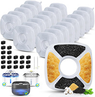 20 Carbon Filters 20 Sponges Pet Cat Fountain Filters Replacement for Veken 95oz/2.8L, 67,85,135oz Automatic Water Dispenser