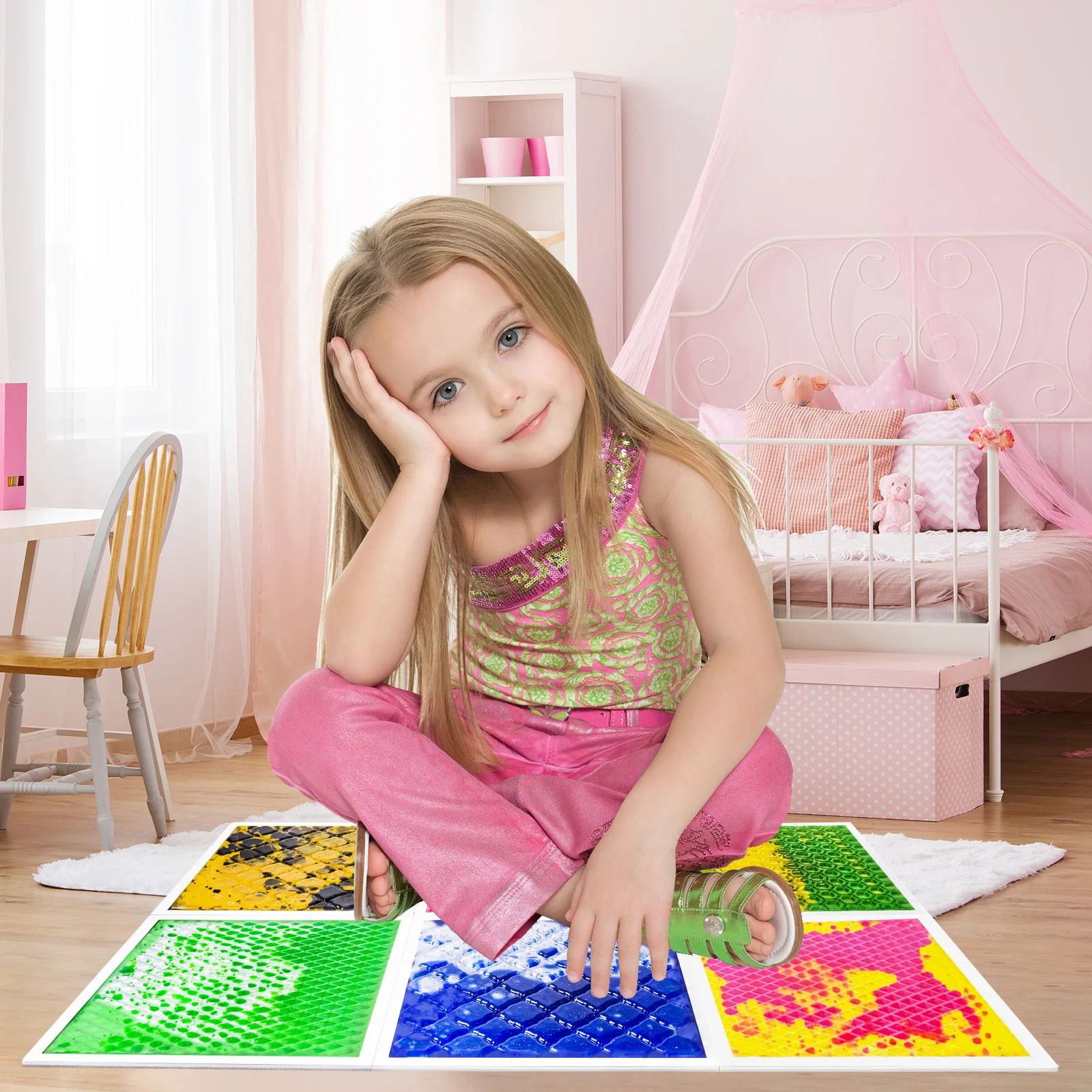 

Sensory Walking Pads for Kids + Sensory Feet Tiles - Interactive Sensory Floor Mat for Children's Development