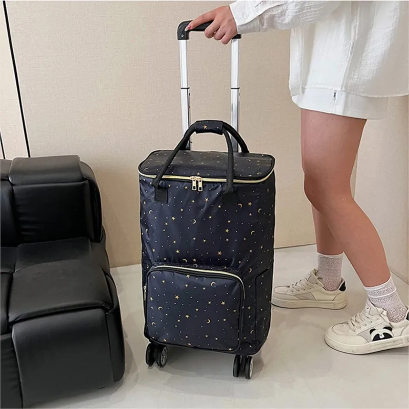 Folding double-layer insulation large capacity shopping cart with multiple levels of adjustment and wear-resistant small carts