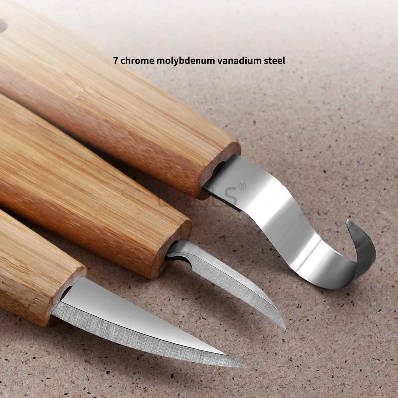 

Bamboo Handle Carving Knife Set Multi Specification Woodworking File Durable Steel Trimming Knife Hand Detail Shaping DIY Tools