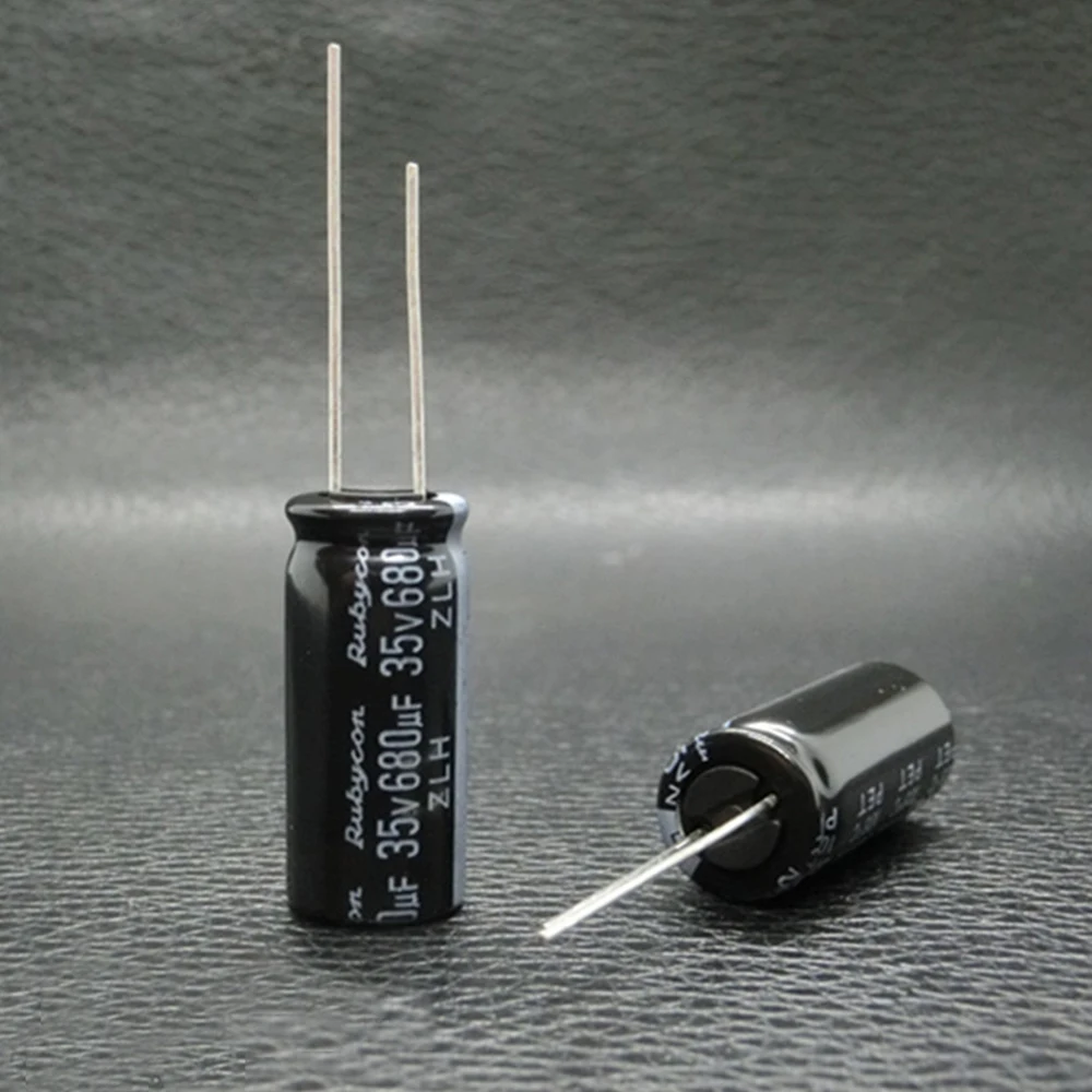 10pcs-100pcs Rubycon ZLH 35v 680uF 35V 10x23mm 105℃ Pitch 5mm Electrolytic Capacitors High Frequency Low Resistance Long lifespa