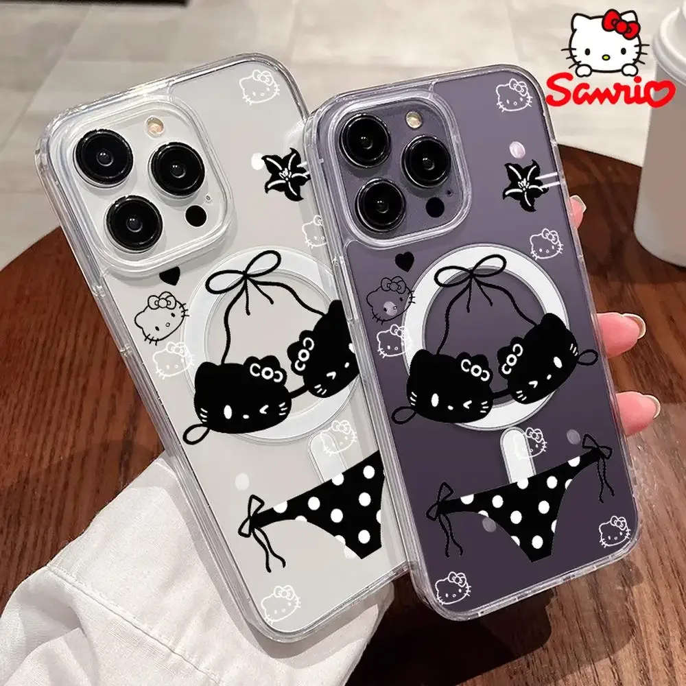 مرحبا كيتي جراب هاتف منع السقوط آيفون 16/15/14/13/12/11 فتاة جراب هاتف مرحبا كيتي الإكسسوارات 2025 جديد