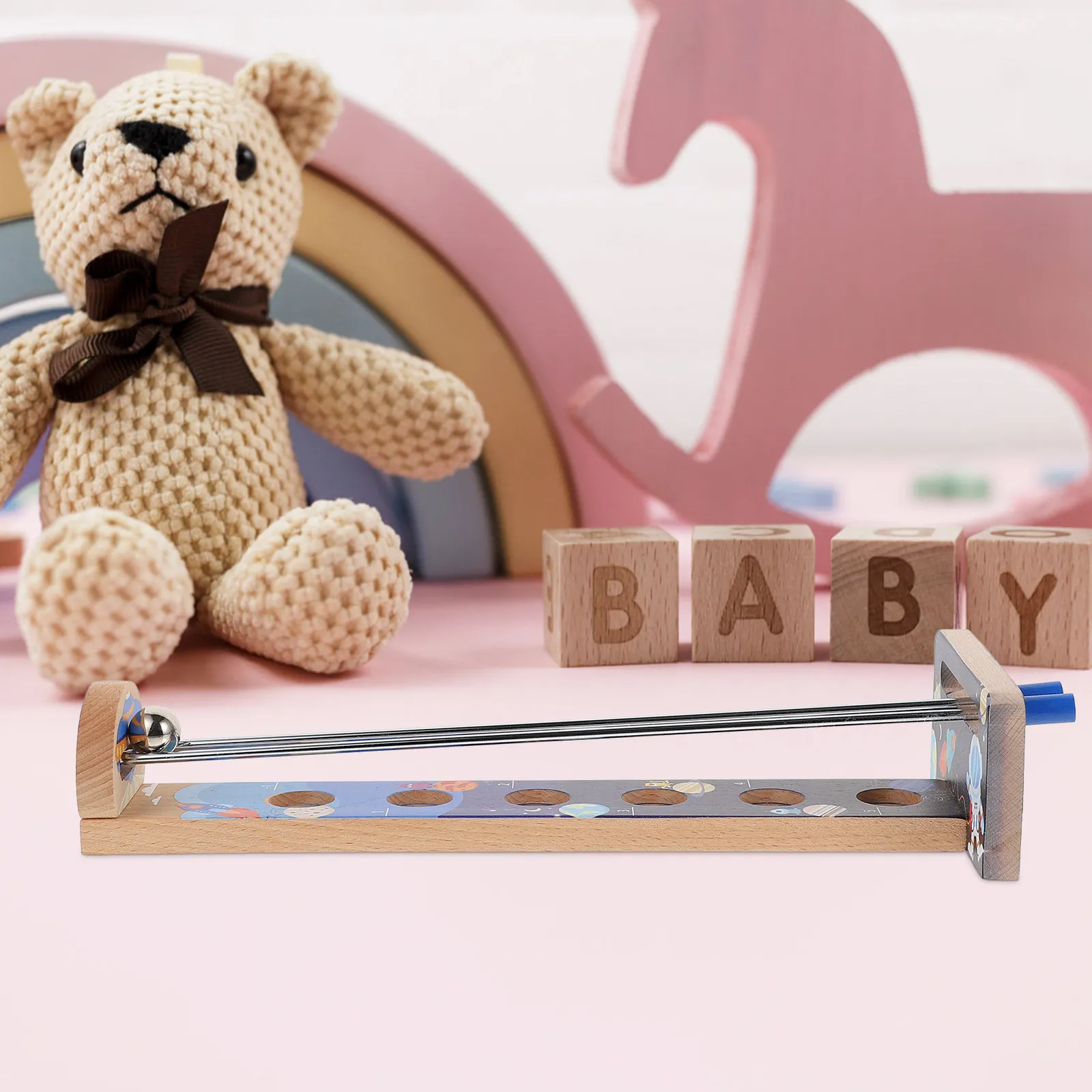 

1 шт. Набор для игры с шариками: деревянная доска, стальные шарики, разноцветные катящиеся шарики, интерактивная игра для тренировки координации рук и глаз, развивающая игра