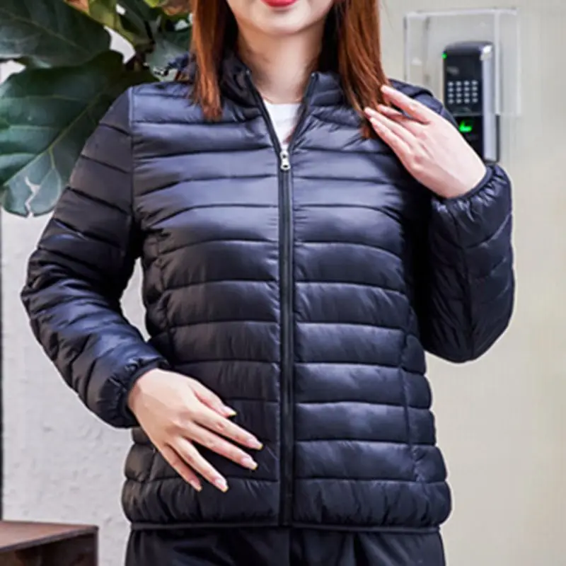 

Large Size 10XL 170kg Women Autumn Winter Cotton Padded Jacket Long Sleeve Parka Light Weight Stand Collar Warm Women Outwear