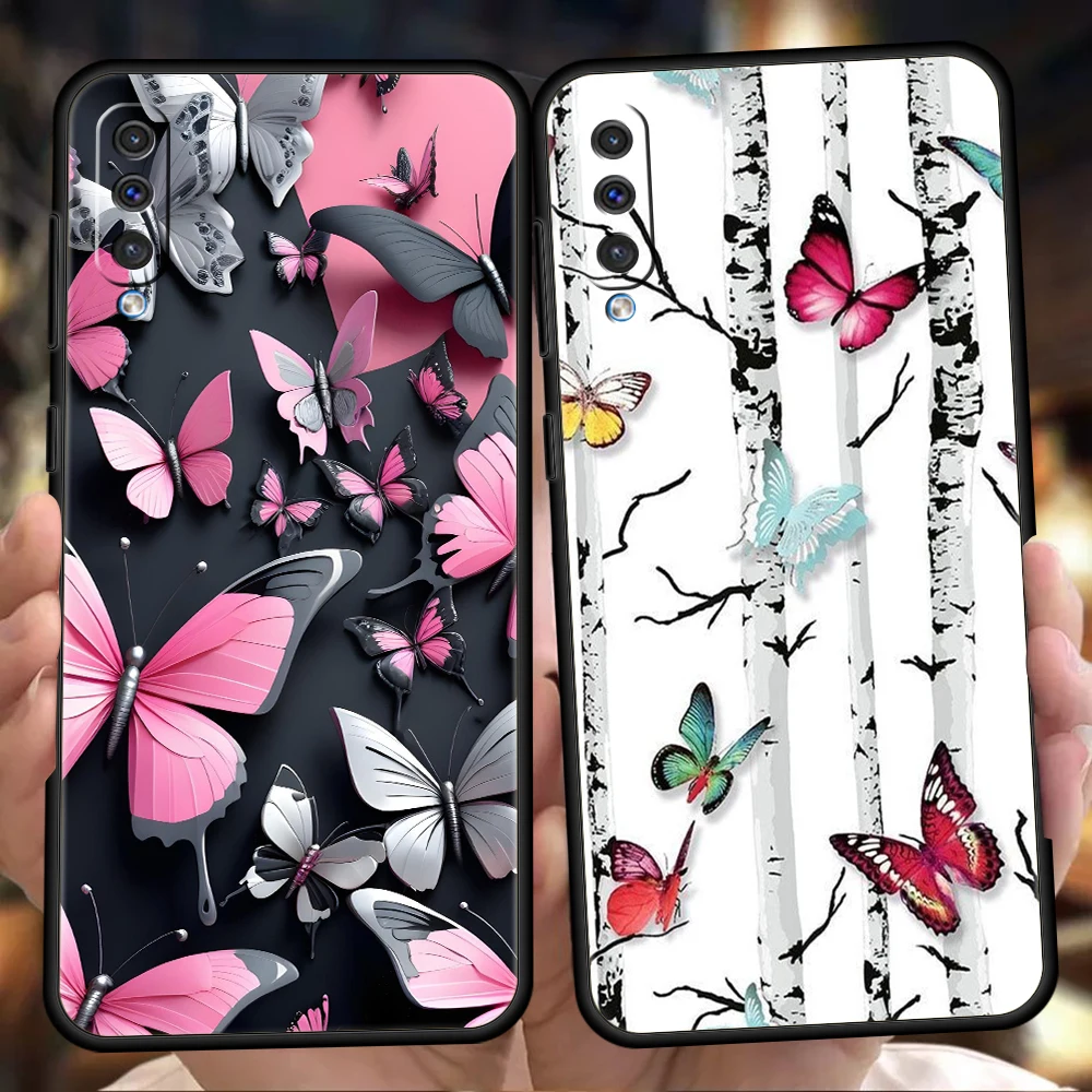 Phone Case for Samsung Galaxy A56 A36 A26 A06 A16 A24 A36 A54 A14 A42 A22 A20 A12 A10 5G Soft TPU Shell Butterfly Design Fundas