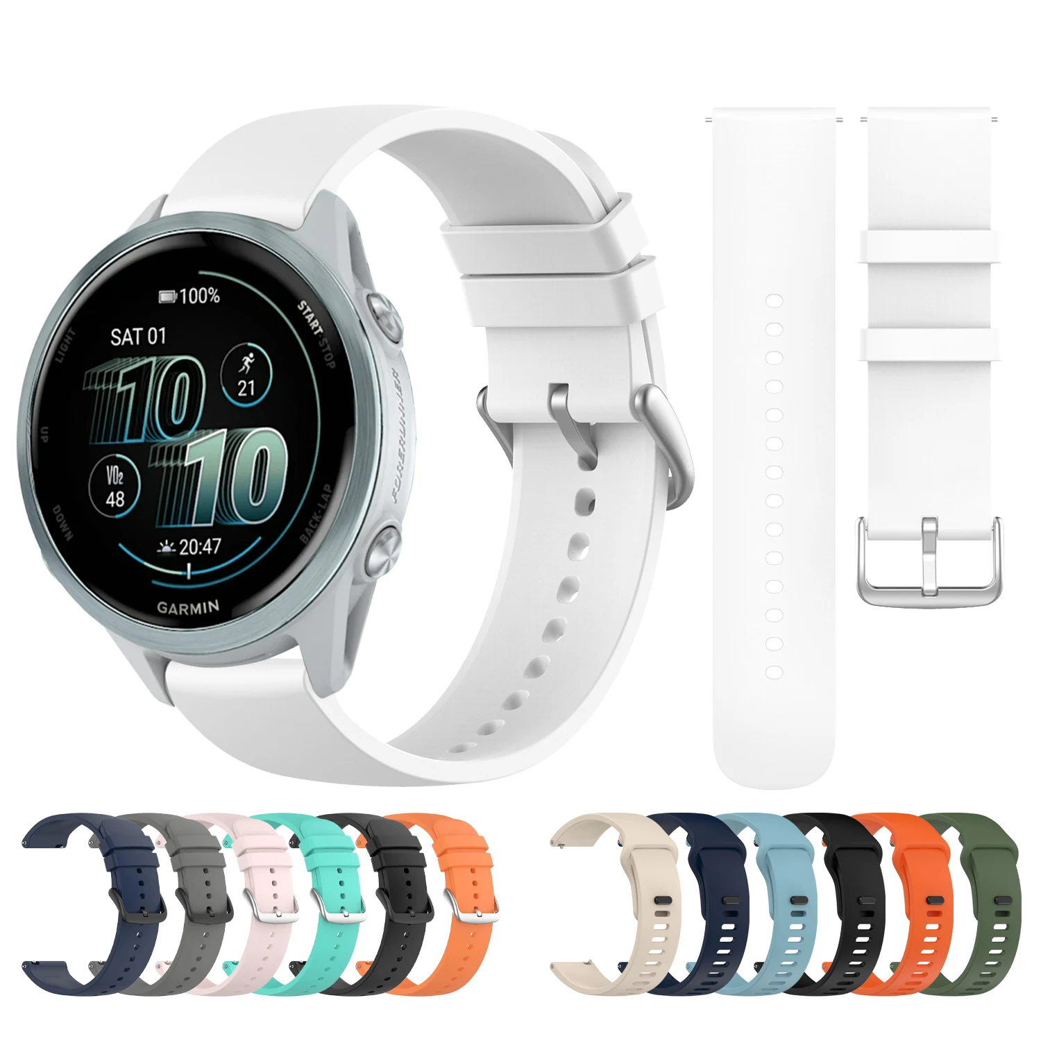 

Силиконовый ремешок 20 мм 22 мм для Garmin Vivoactive 4 5 6, плетеный браслет Venu 3 2/Forerunner 570 165 265 255 Браслет Correa