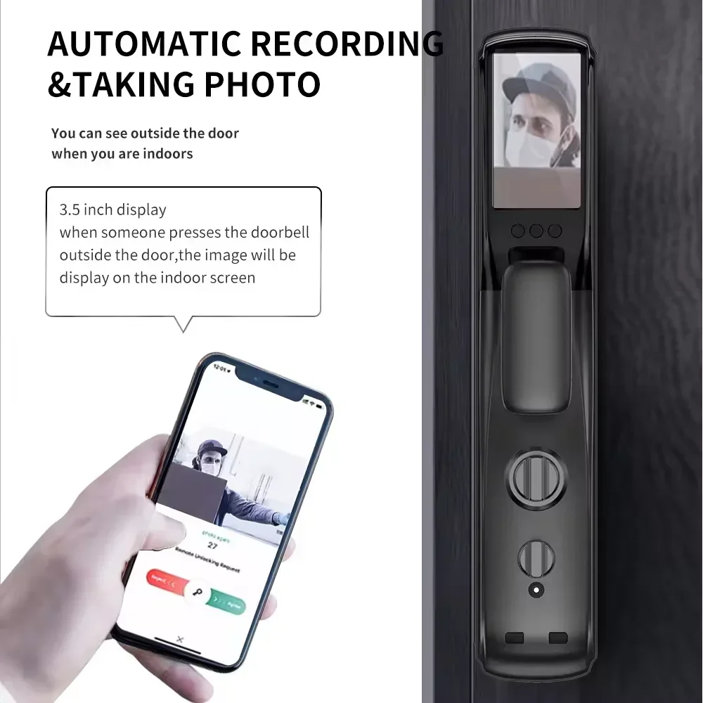 Face recognition smart door lock cerradura inteligente  digital fingerprint smartlock password outdoor lock digital door lock