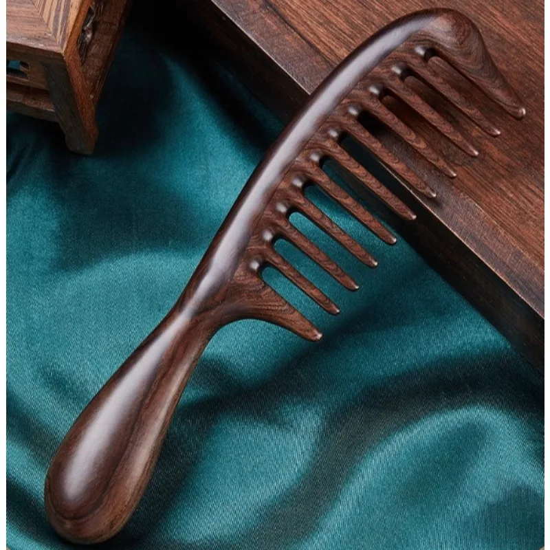 

Массажная расческа из древнего дерева из черного дерева, необычная расческа Shunfa с большими зубами, меридиан головы, кожи головы