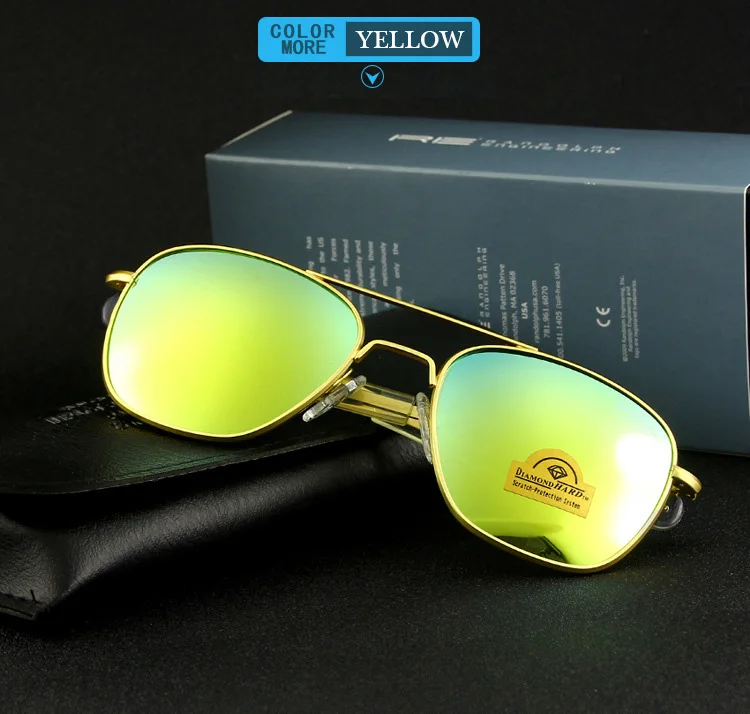 RE Sonnenbrille Mann Amerikanische Armee Militär Luftfahrt Pilot Sonnenbrille Frau Luxus Marke Vintage Metall Titan Rahmen Glas Objektiv – Detail 35