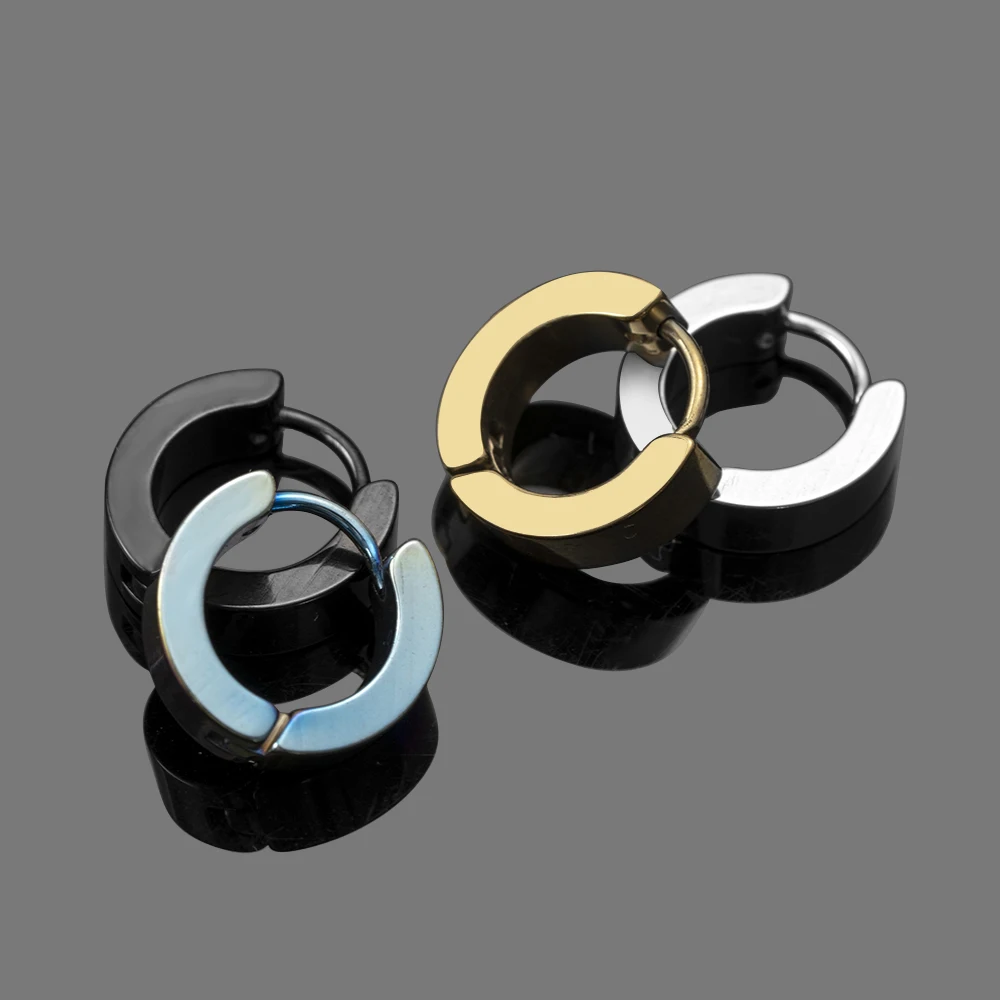 1 paar Anti-allergische Titan Stahl Ohrring Punk Rock Stud Ohrringe Männer Mode Schmuck Frauen Kleine Kreis Runde Stud ohrringe