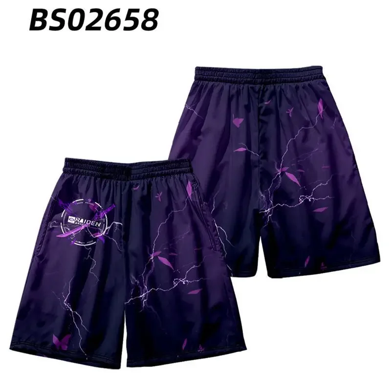 Genshin Impact game  Anime Beach Pants Fast drying five cent Shorts Home Pajamas Raiden Shogun cosplay Basketball Sportswear