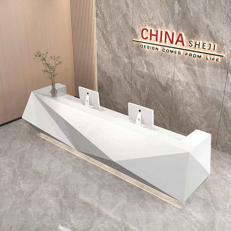 Custom-made FRP company front desk special-shaped paint simple modern office reception desk beauty salon cashier