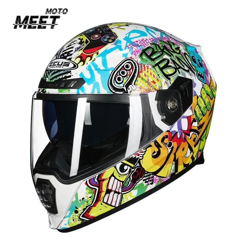

Double Lens Motorcycle Helmet Four Seasons Full Face Bike Protective Safety Kart Racing Sports Car Original Casco Capacete