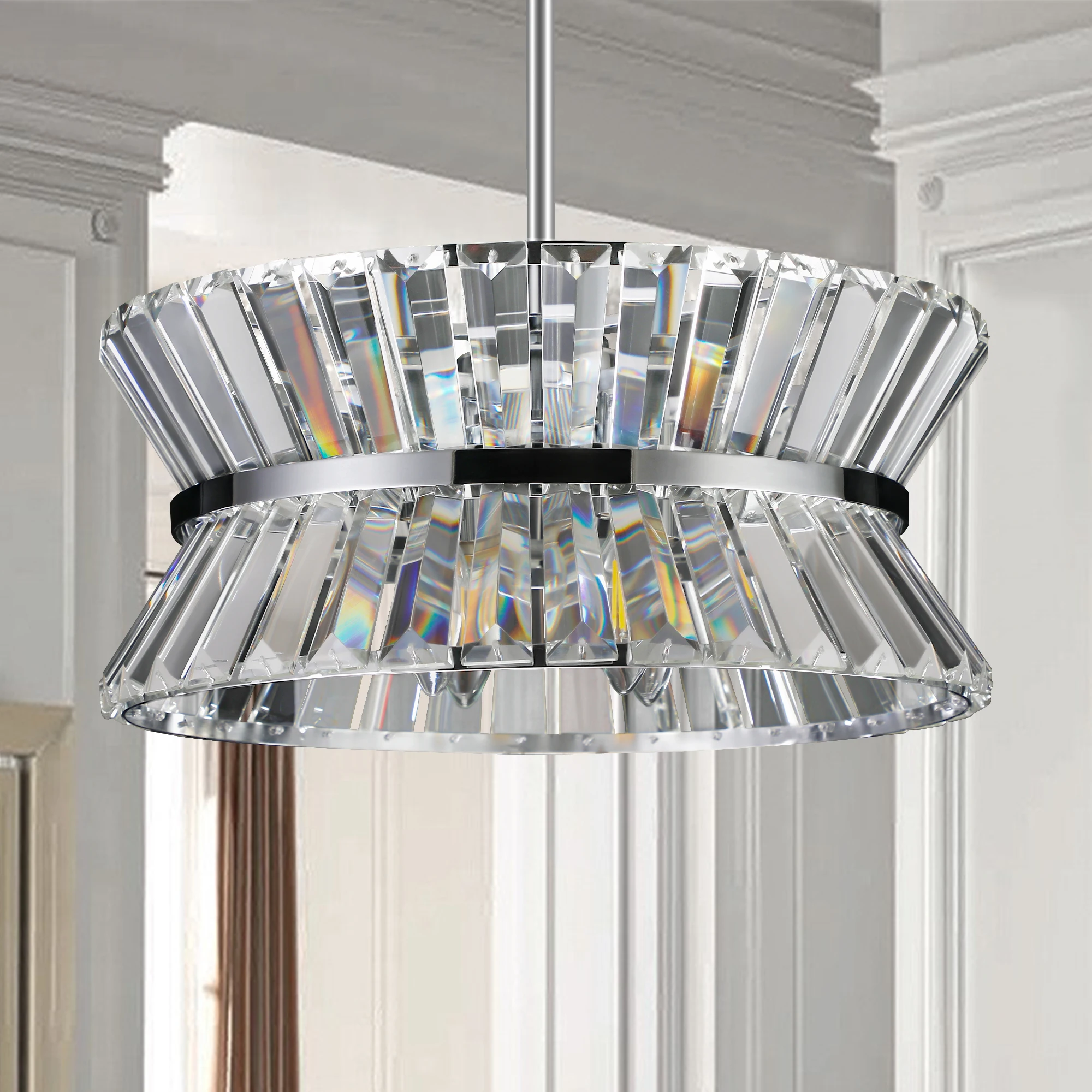 Modern Crystal Chandelier 5-Lights Round Chandelier E12 Kitchen Light Fixture Chandeliers for Dining Room，Bedroom，Living Room