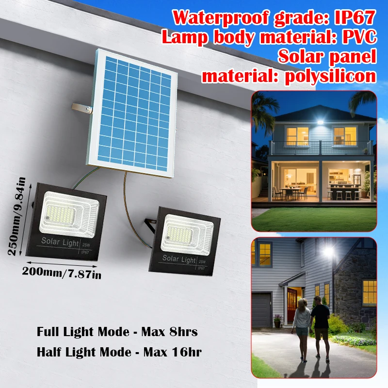 Outdoor 400W Dual Head LED Solar Floodlight, Waterproof High Bright Wall Light With Aluminum Solar Panel For Garden Yard