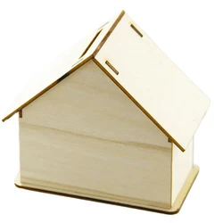 1/2/3/4/5PCS Creative DIY Wooden White Billet Bank Children's Handmade House Coloring Piggy Bank Home Table Decor