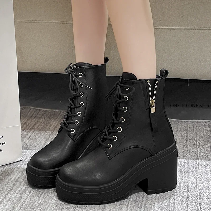 2025Women Winter Boots Winter Leather Snow Boots Women Shoes Thick Wool Warm Women High-heeled Boot High-quality Female Platform