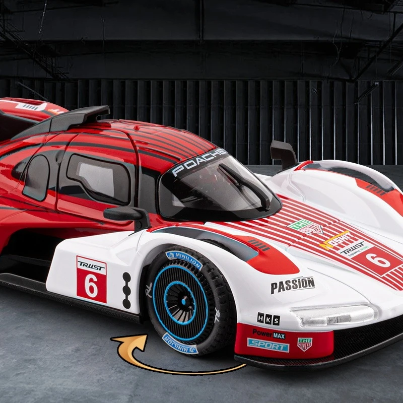 Moulé sous pression en alliage 1:22 Porsches 963 modèle de voiture de course jouet véhicule enfants garçon cadeau d'anniversaire son lumière Collection Miniature Voiture