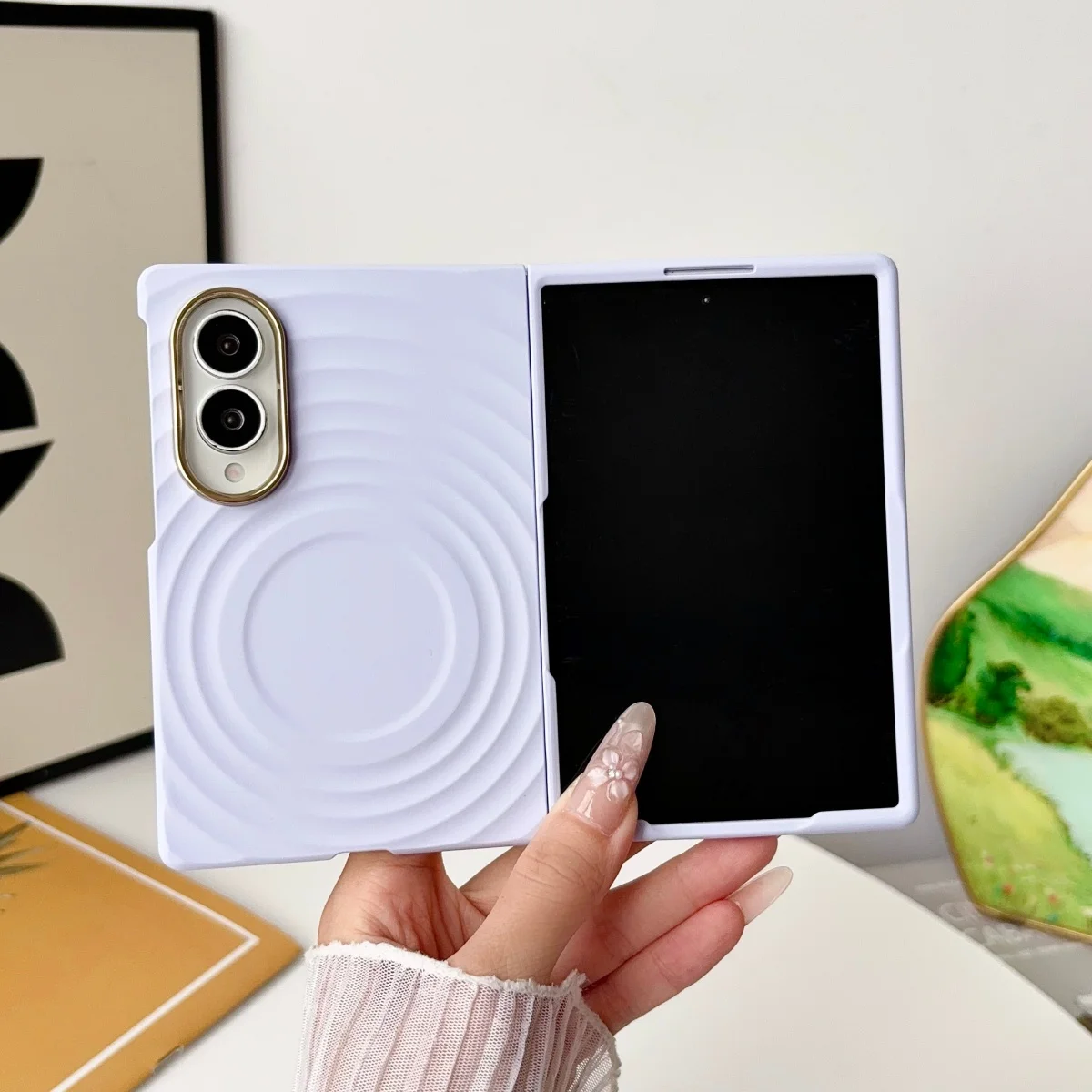 Candy Color Water Ripple Matte for Magsafe Phone Case for Samsung Galaxy Z Fold 8 Wireless Charging Cover Ultra-thin PC Shell