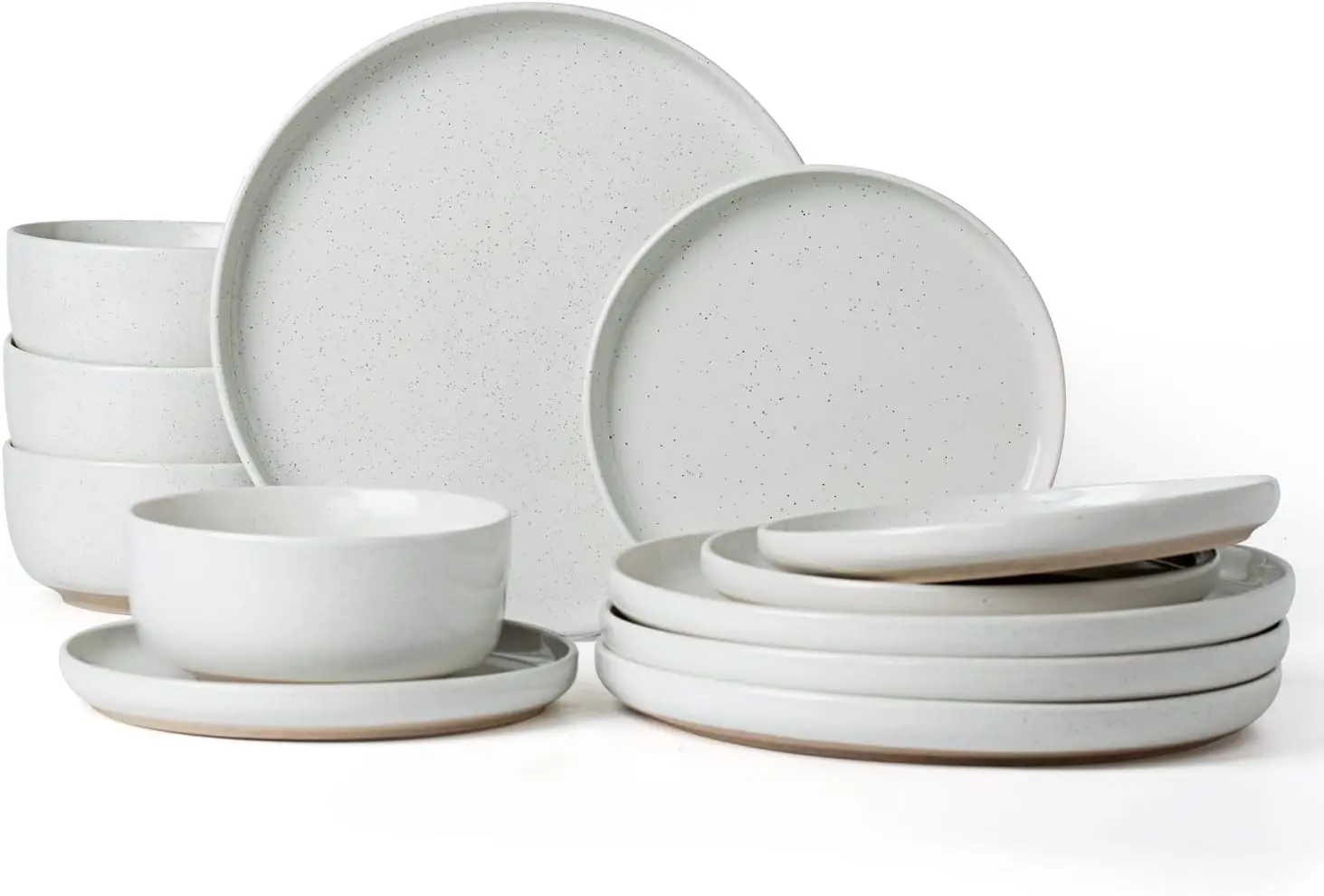 

Plates and Bowls Set, 12 Pieces Dinnerware Sets, Dishes Set for 4, White