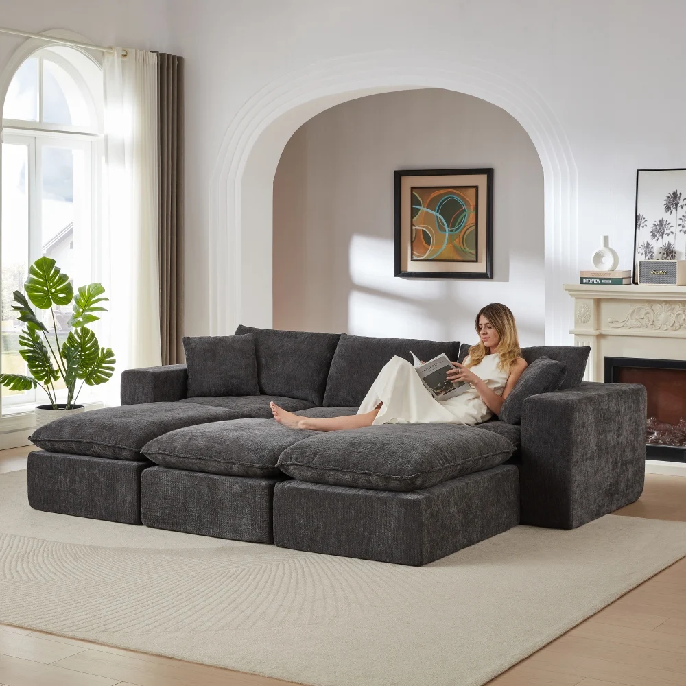 

Modern Chenille Cloud Sofa - Freely Combinable, Comfortable, For Homes, Apartments & Offices