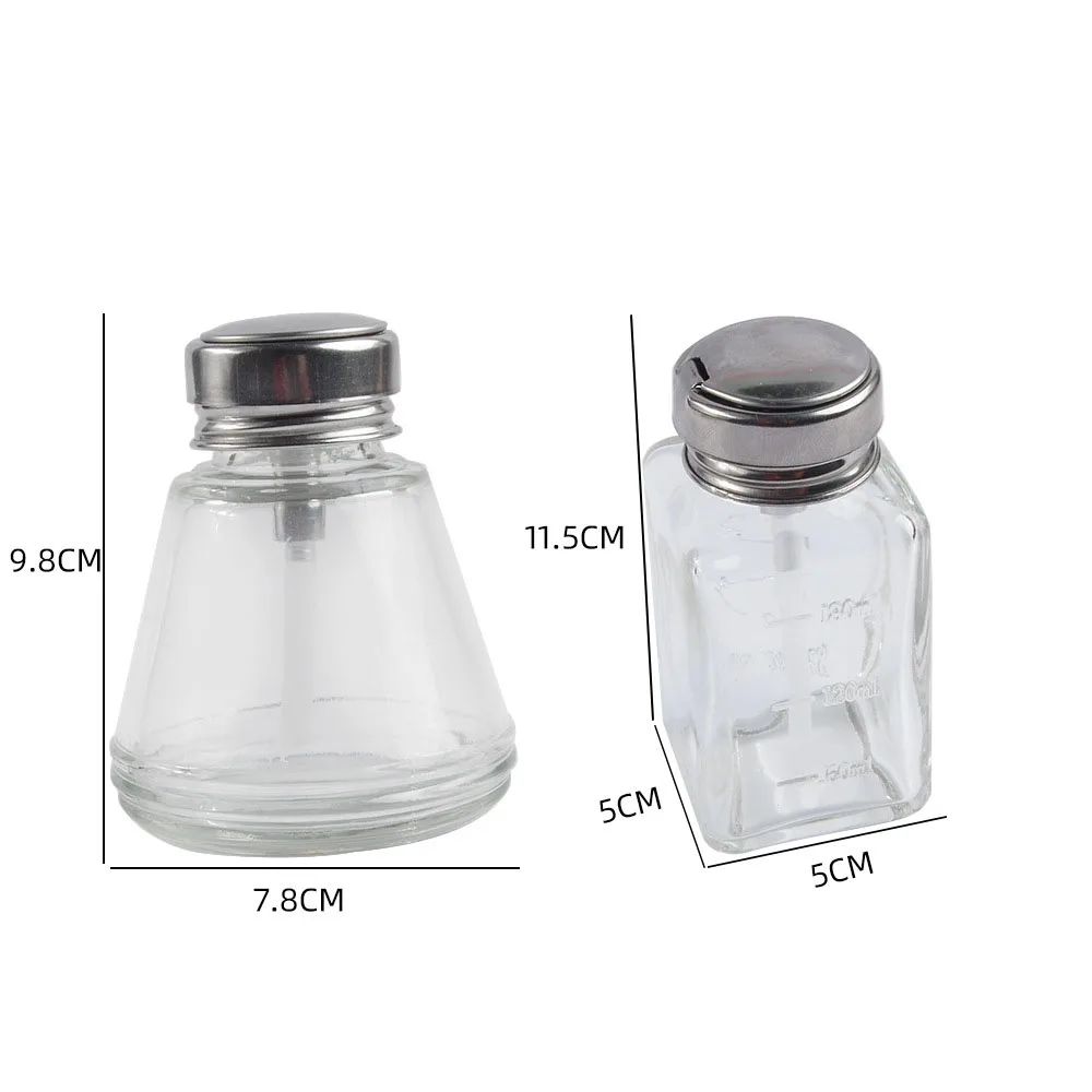 180ml Transparent Pump Dispenser Bottle with Scale Pressed Alcohol Nail Polish Remover Cosmetic Dispenser Container