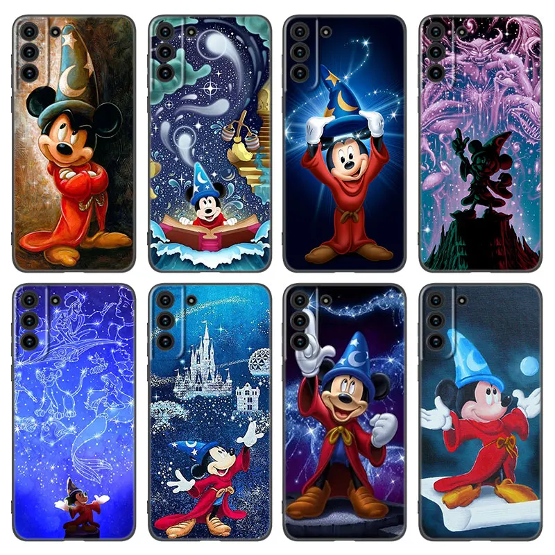 Fantasia Mickey Mouse Phone Case For Samsung Galaxy S23 S21 S20 FE S24 S22 Ultra S10E S10 S9 S8 Plus Black Silicone Cover