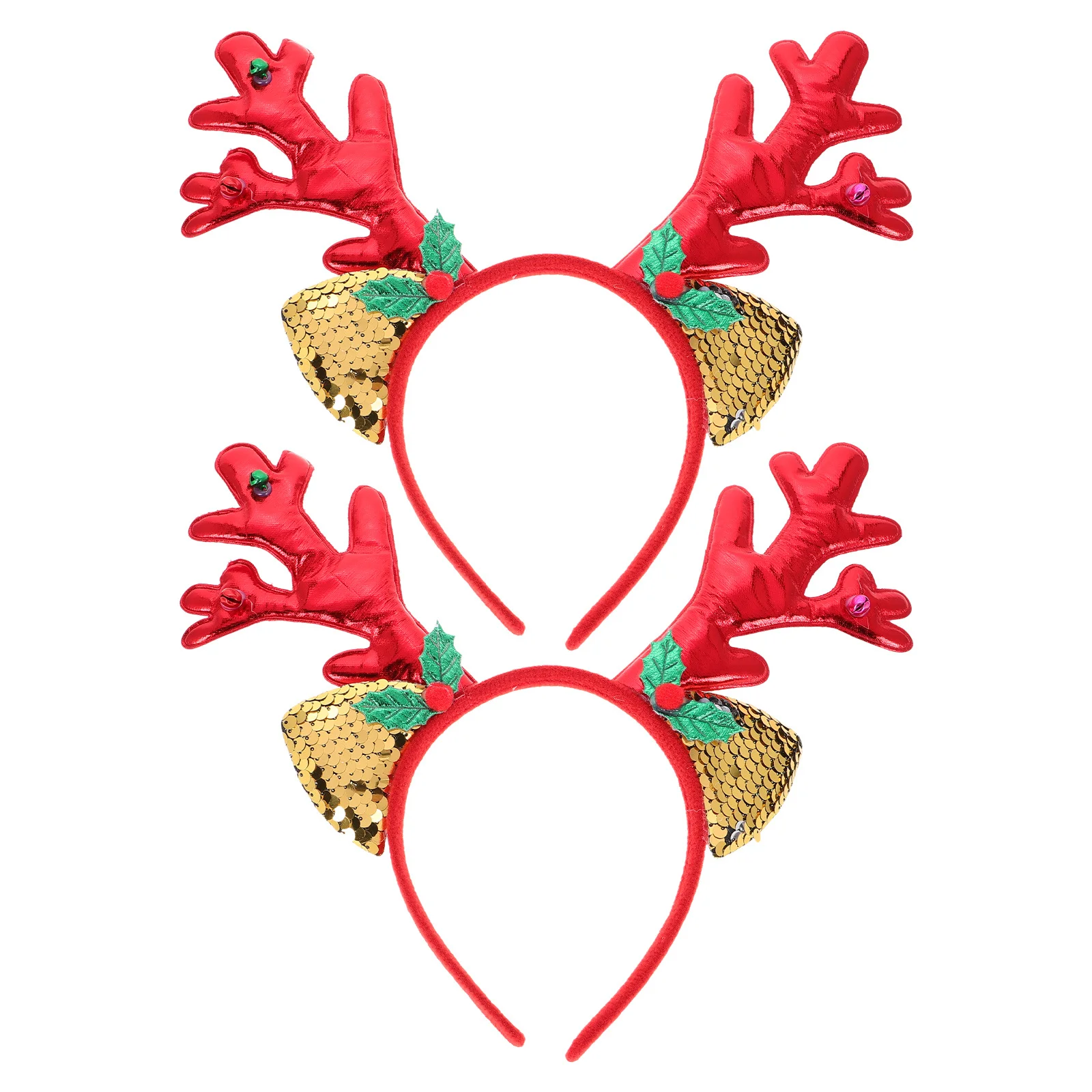 

2Pcs Festive Headband Glow Christmas Reindeer Antlers Hair Accessory for Holiday Party Dance Costume Decoration