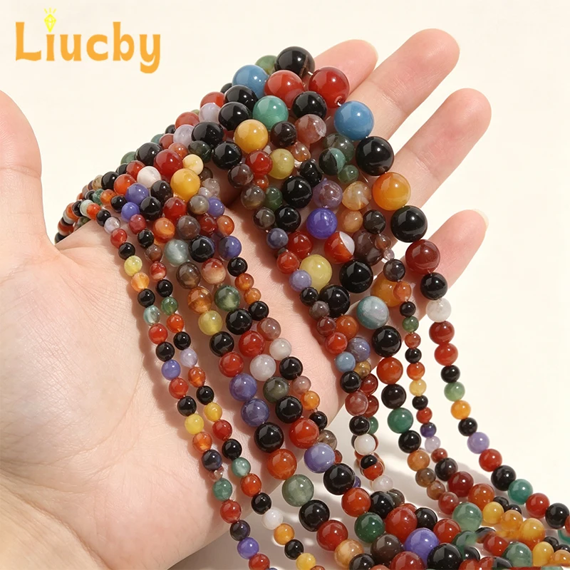 Natürliche Regenbogen-Achat-Rundperlen für die Schmuckherstellung, DIY-Armbänder, Halsketten, 4mm, 6mm, 8mm, 10mm, 12mm, 15-Zoll-Stränge – Detail 4