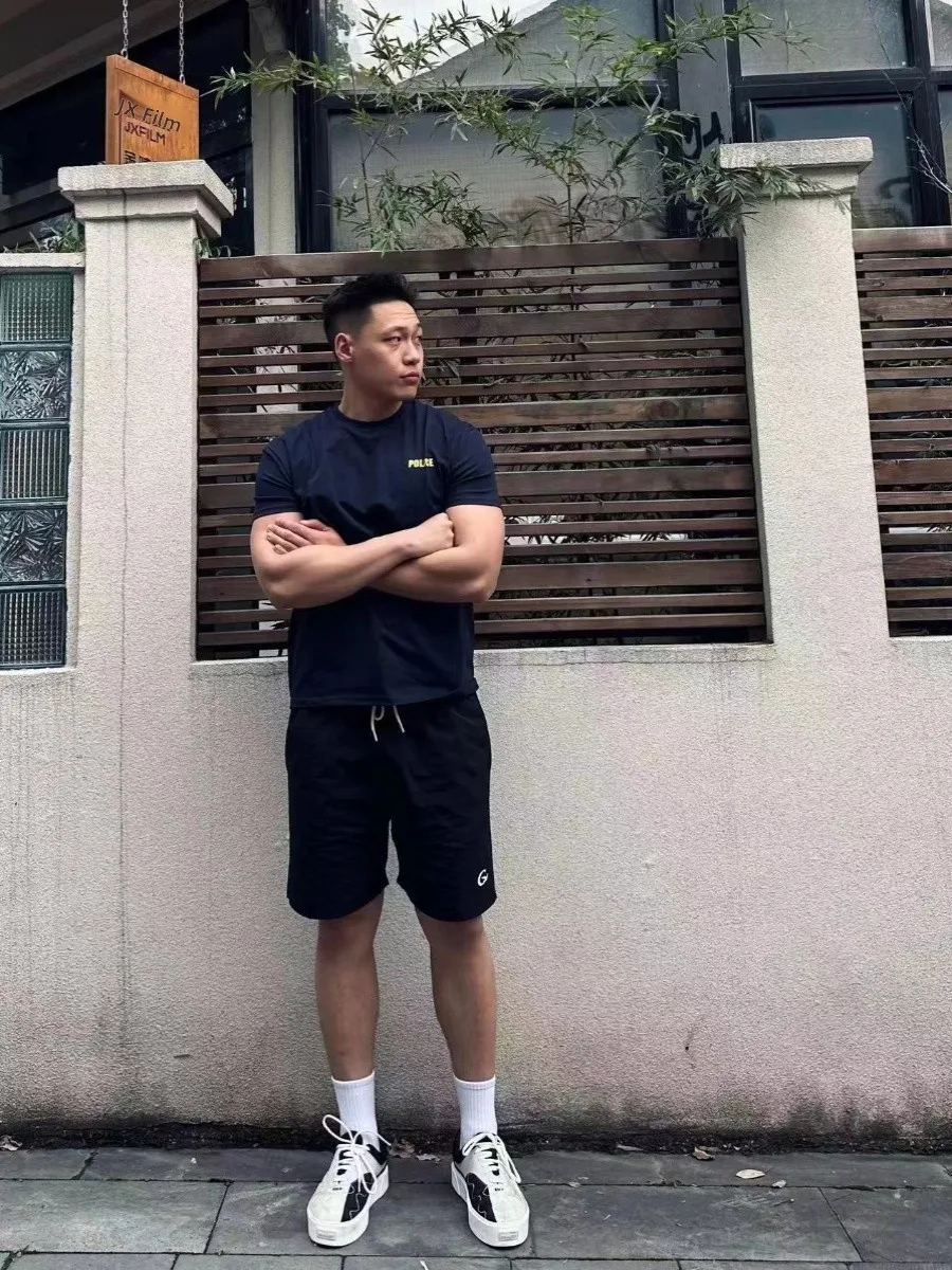 

Qui Dry Nylon American Casual Print orts Men Summer Cool Versatile Sports Thin under Knee Beach Pants Loose Fit ort Length