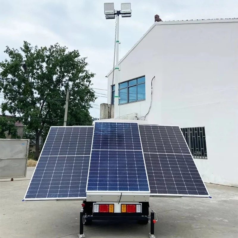 High Lumen Outdoor LED Lighting Tower With Fuel Efficient Diesel Generator And Towable Trailer For Remote Mining