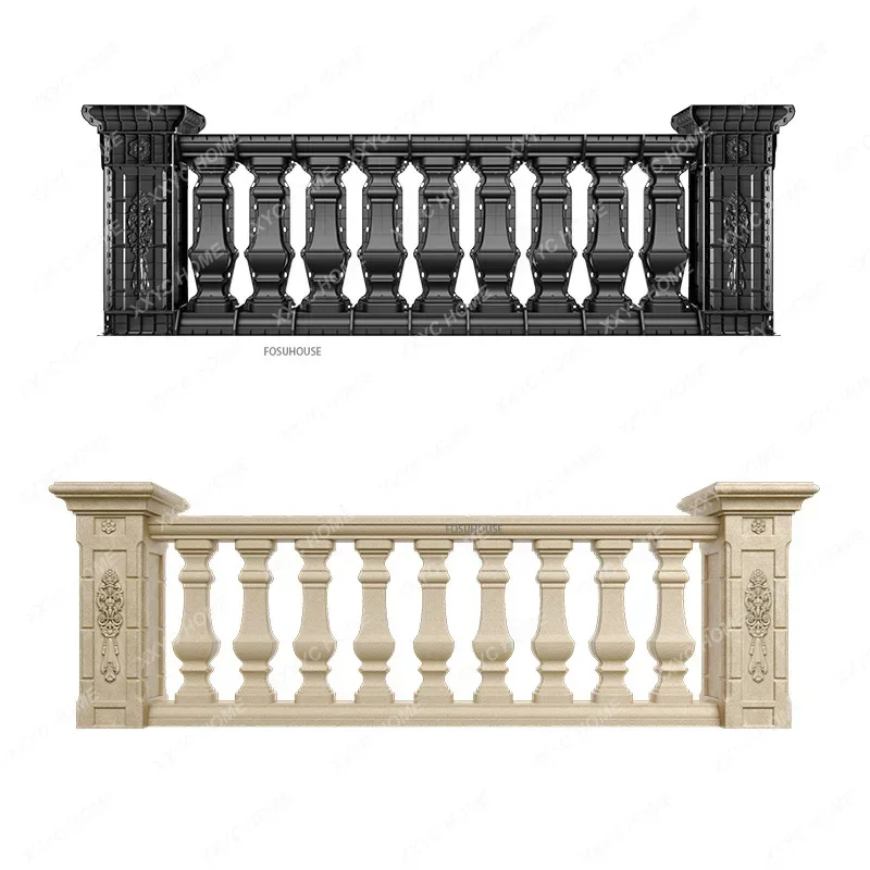 Roman Column Mold Balcony Fence Mold European Building with Exterior Wall Villa Garden Privacy Fence Cement Cast-in-place Mold