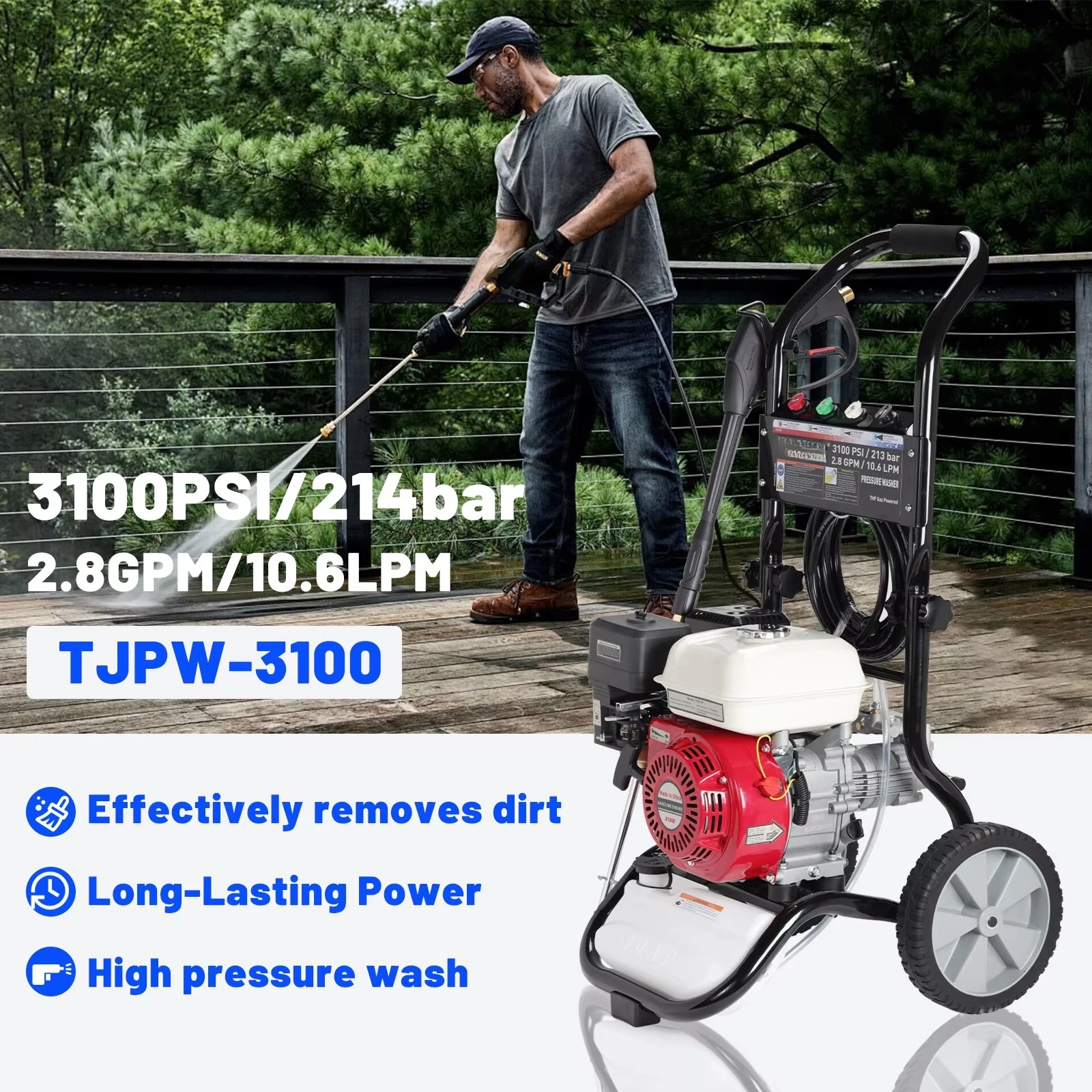 Reliable Cart-Type Fuel Pressure Washer Electric Start 212cc for Farm & Ranch Equipment