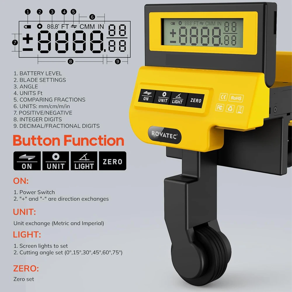 Digital Roller Ruler For Miter Saws Woodworking Tape Measure Distance Measuring Instrument 0-30M Measurement Tool