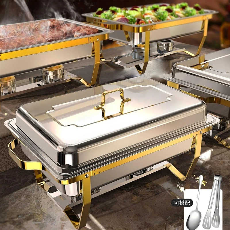 

Cross border stainless steel dining stove hotel buffet stove rectangular foldable clamshell commercial insulated cloth stove din