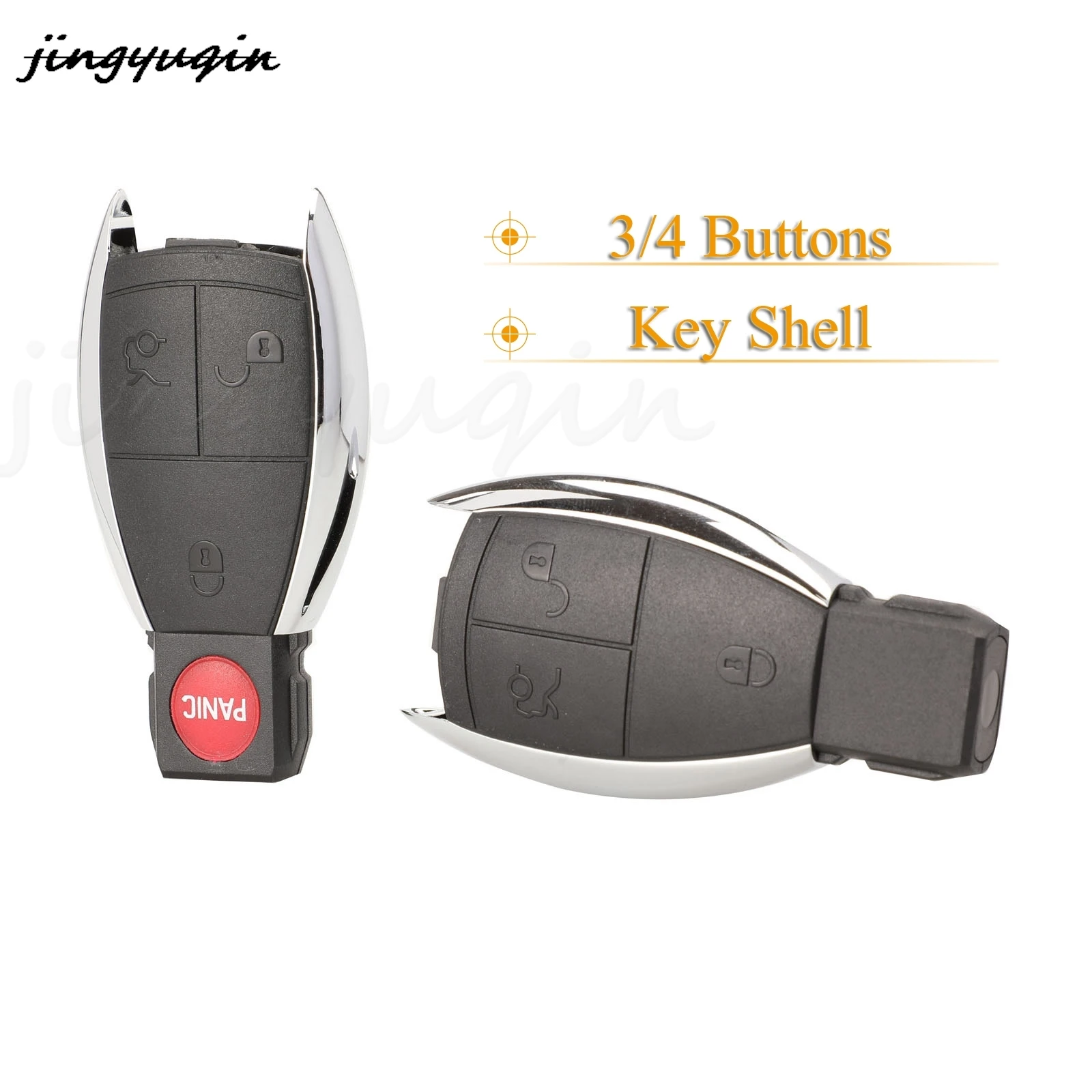 

jingyuqin 10pcs 3/4 Buttons Remote Key Case Cover Shell For Mercedes Benz A B C E G R Cl Clk E G Gl M S Slk Class W203