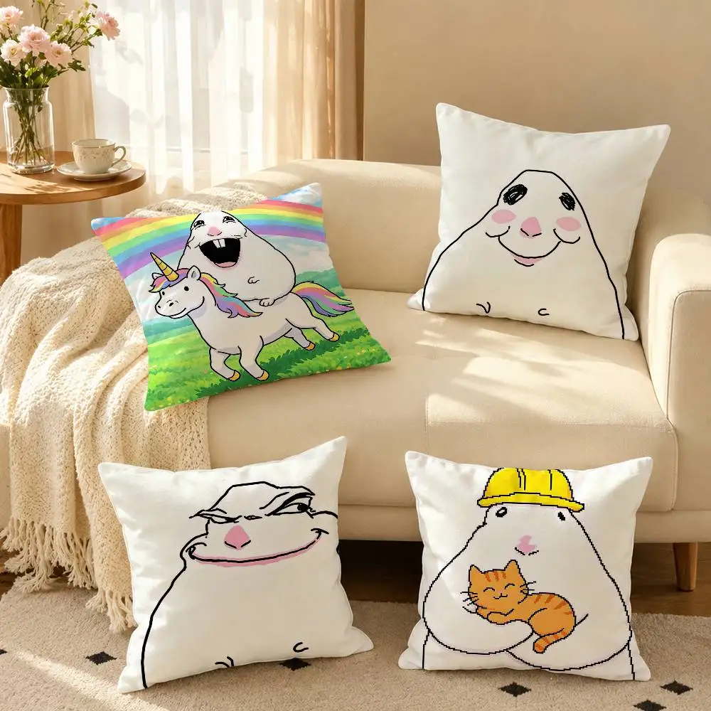 Creative Funny Hamster Meme  Pillow Case Square Double-Sided Sofa Cushion Cover Bedroom Bedside Pillow