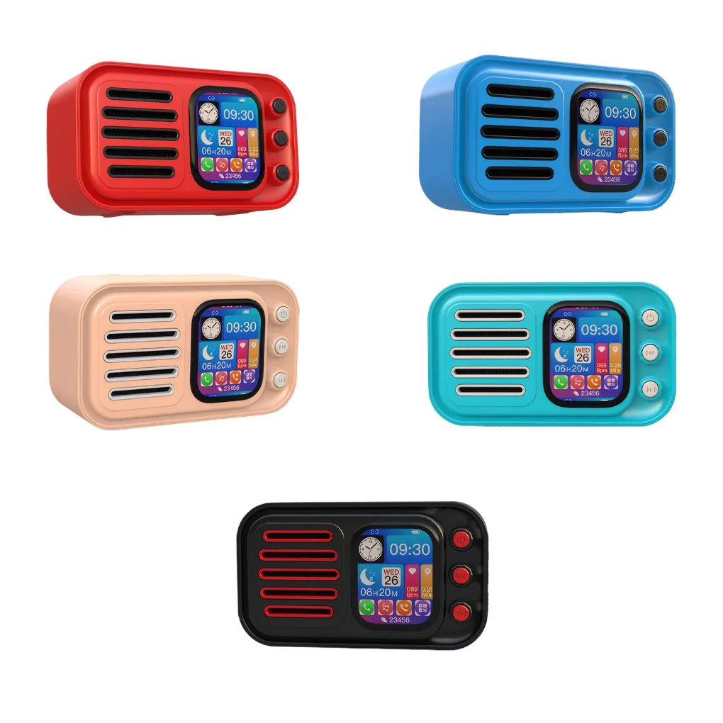 

Многофункциональный стерео беспроводной Bluetooth-динамик с умным сенсорным экраном и будильником, дисплей текста, мини-портативный FM-сабвуфер