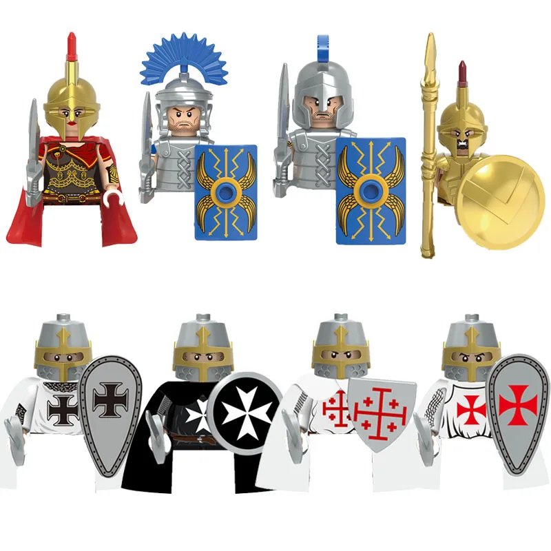 Military Building Blocks Medieval Time Roman Action Anime Soider Figures Toys Adults Children Gifts Sword Shield Helmet Equipmen