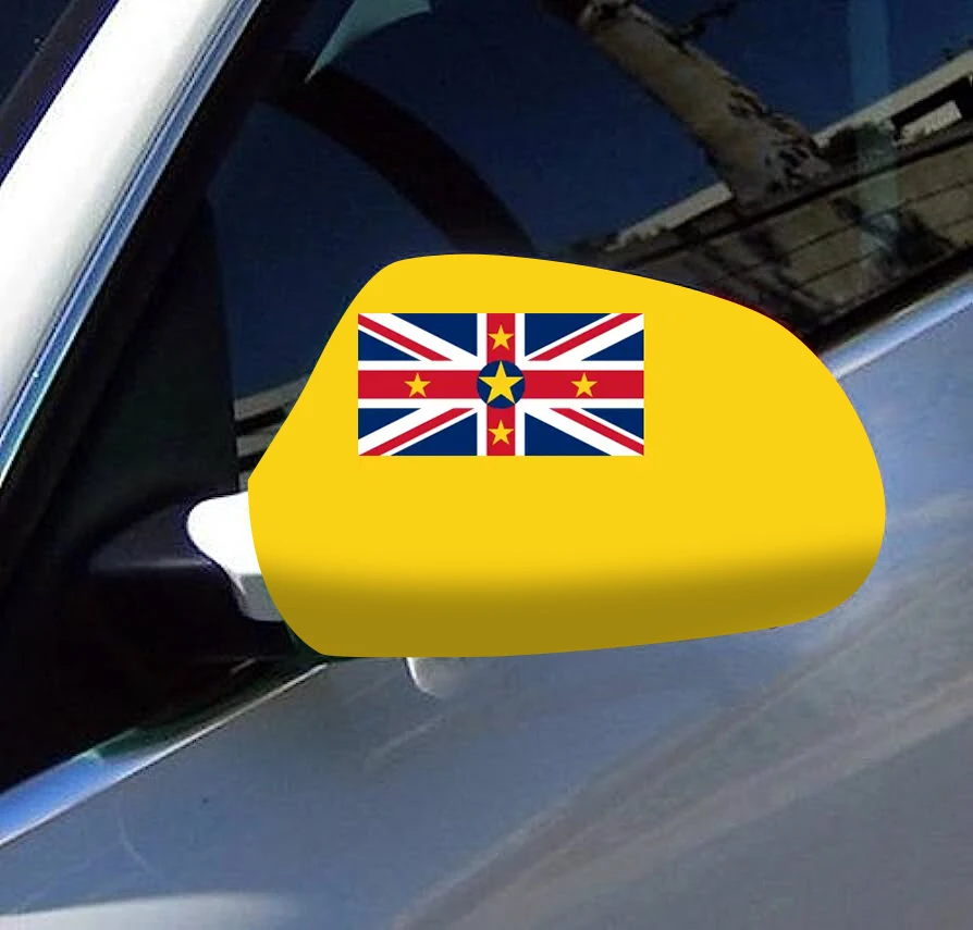 Directly Delivery 2 Pcs Free Size Four-way stretch fabric Niue Flags Car Mirror Cover